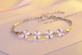 925 Silver Bracelet Crystal Love Heart Clover Bangles