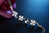 925 Silver Bracelet Crystal Love Heart Clover Bangles