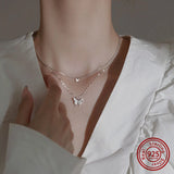 925 Silver Butterfly Zircon Necklace for Women