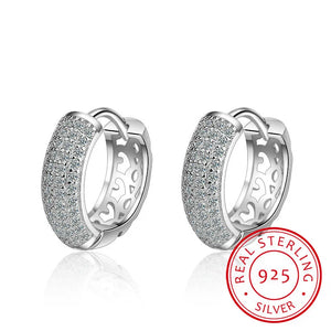 Sterling Silver Cz Mosaic Zirconia Charm Earrings For Women