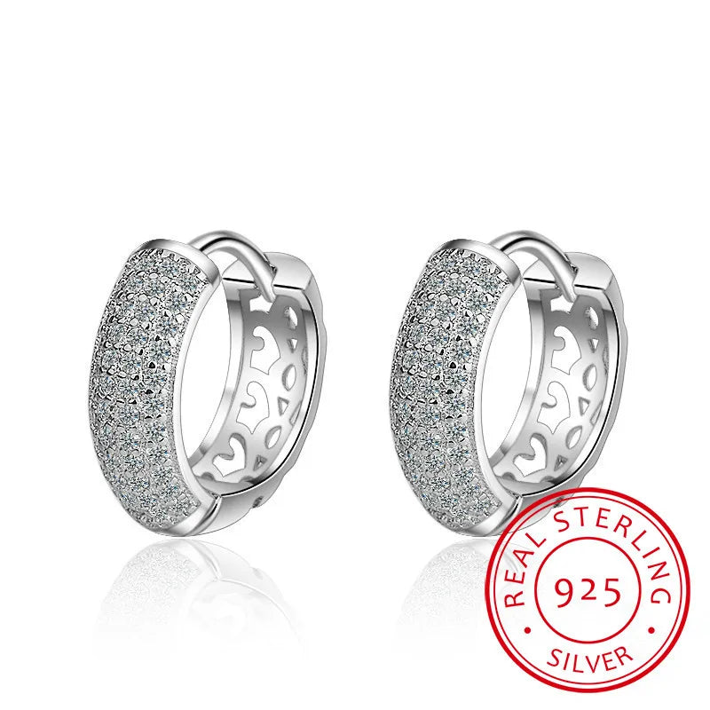Sterling Silver Cz Mosaic Zirconia Charm Earrings For Women
