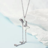 925 Silver Double Butterfly Zircon Pendant Collarbone Necklace