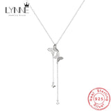 925 Silver Double Butterfly Zircon Pendant Collarbone Necklace