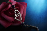 925 Silver Double Heart Purple Zircon Bracelet Women Crystal Fine Jewelry