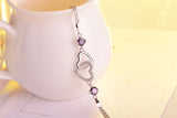 925 Silver Double Heart Purple Zircon Bracelet Women Crystal Fine Jewelry