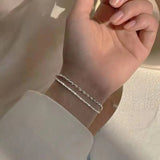 925 Silver Double Layer Beads Bracelet Women Fine Jewelry