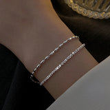 925 Sterling Silver Double Layer Bracelet Beads Women Bracelet