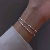 925 Silver Double Layer Beads Bracelet Women Fine Jewelry