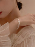 925 Silver Double Layer Beads Bracelet Women