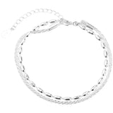 925 Sterling Silver Double Layer Bracelet Beads Women Bracelet
