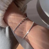 925 Sterling Silver Double Layer Bracelet Beads Women Bracelet