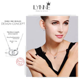 925 Silver Double Round Pendant Necklace Rose Rhinestone Circle Necklace