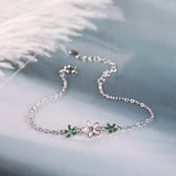 925 Silver Glaze Leaves Flower Bracelet For Women S-B206