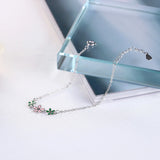 925 Silver Glaze Leaves Flower Bracelet For Women S-B206
