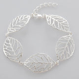 925 Silver Leaf Charm Bracelet for Women