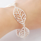 925 Silver Leaf Charm Bracelet for Women