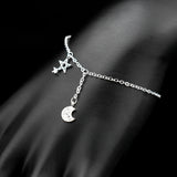 925 Silver Star&Moon Bracelet Rhinestone Charm Constellation Pendant