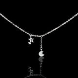 925 Silver Star&Moon Bracelet Rhinestone Charm Constellation Pendant