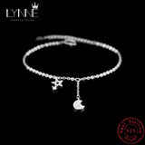 925 Silver Star&Moon Bracelet Rhinestone Charm Constellation Pendant