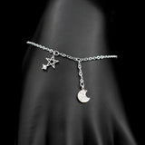 925 Silver Star&Moon Bracelet Rhinestone Charm Constellation Pendant