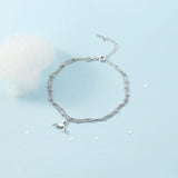 925 Silver Fishtail Double Layer Anklets Women Jewelry