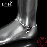 925 Silver Fishtail Double Layer Anklets Women Jewelry