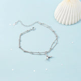 925 Silver Fishtail Double Layer Anklets Women Jewelry