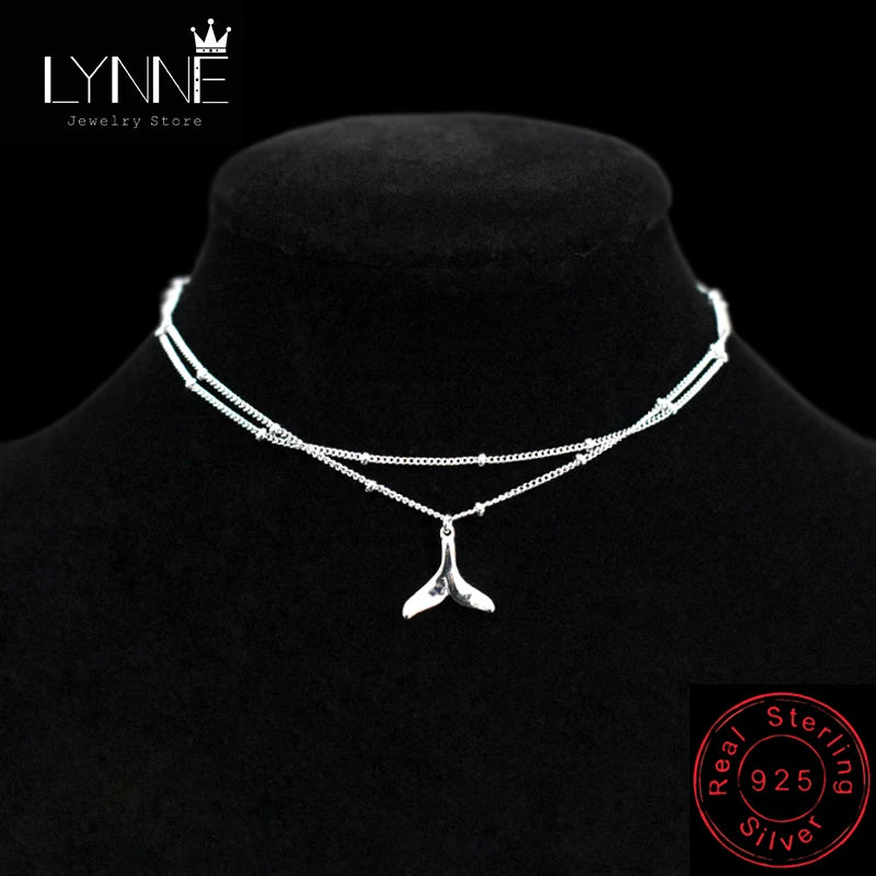 925 Silver Fishtail Double Layer Anklets Women Jewelry