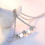 925 Silver Star Zirconia Pendant Necklace Women Choker Chain Statement Jewelry