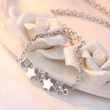 925 Silver Star Zirconia Pendant Necklace Women Choker Chain Statement Jewelry