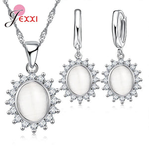 925 Silver Flower Pendant Jewelry Set for Women