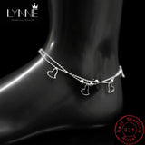 Women's 925 Sterling Silver Double Layer Heart Pendant Anklet