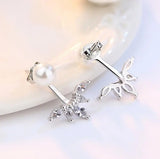 Sterling Silver Horse Zirconia Peacock Tail Stud Earrings