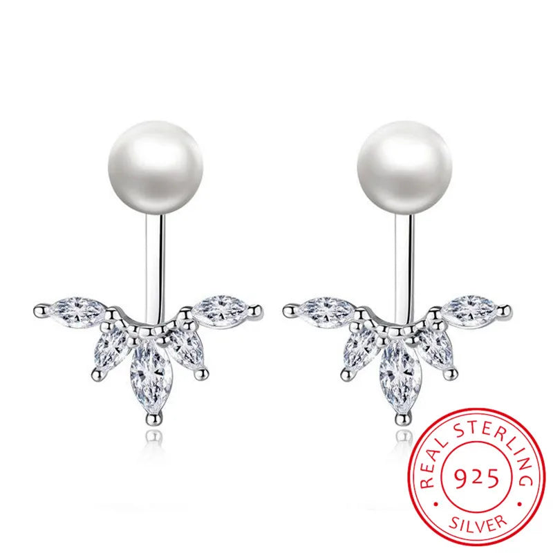 Sterling Silver Horse Zirconia Peacock Tail Stud Earrings