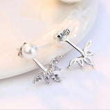Sterling Silver Horse Zirconia Peacock Tail Stud Earrings