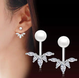 Sterling Silver Horse Zirconia Peacock Tail Stud Earrings