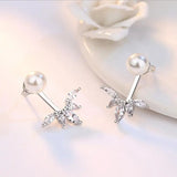 Sterling Silver Horse Zirconia Peacock Tail Stud Earrings