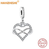 925 Sterling Silver Infinity Angel Flower Heart Dangle Charm Beads