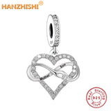 925 Sterling Silver Infinity Angel Flower Heart Dangle Charm Beads