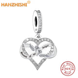925 Sterling Silver Infinity Angel Flower Heart Dangle Charm Beads