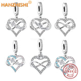 925 Sterling Silver Infinity Angel Flower Heart Dangle Charm Beads
