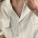 925 Silver Square Geometric Snake Chain Necklace for Women