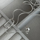 925 Silver Square Geometric Snake Chain Necklace for Women