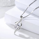 925 Silver Ribbon Zircon Pendant Necklace Women Party