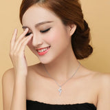 925 Silver Ribbon Zircon Pendant Necklace Women Party
