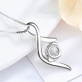 925 Silver Ribbon Zircon Pendant Necklace Women Party