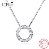 925 Silver Round Zircon Pendant Necklace Women Gift CZ Clavicle Chain