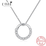 925 Silver Round Zircon Pendant Necklace Women Gift CZ Clavicle Chain