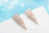 925 Silver Micro Cz Double Triangle Hanging Earrings