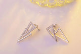 925 Silver Micro Cz Double Triangle Hanging Earrings